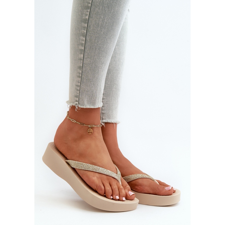 Infradito da donna con cinturino glitterato 83386 Ipanema Mesh Chic Plat Fem Beige 1