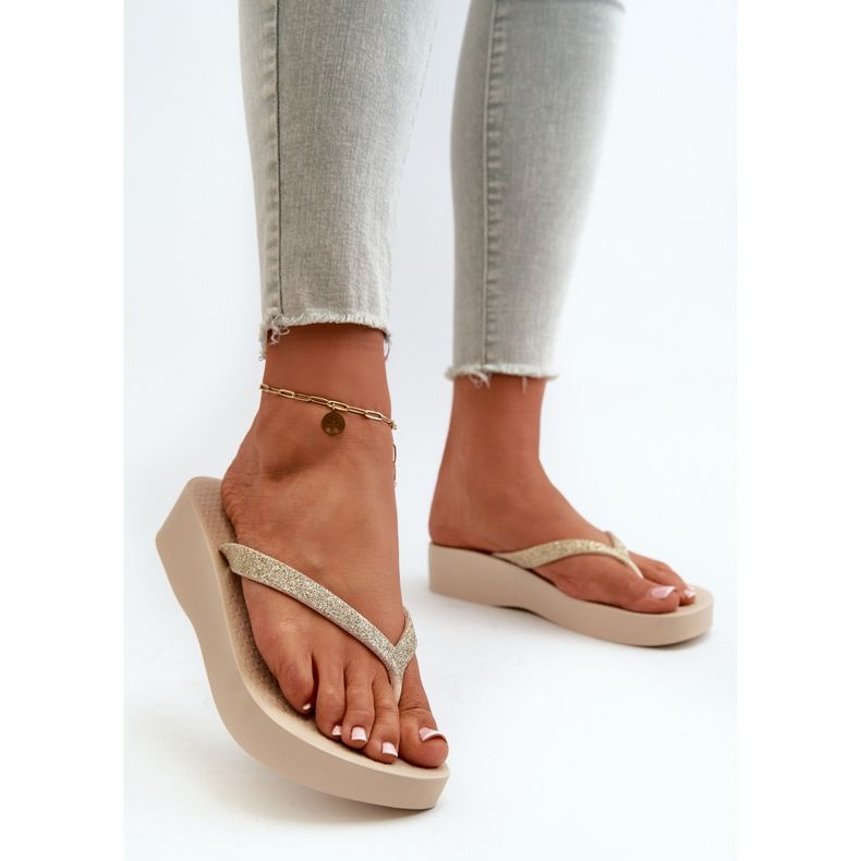 Infradito da donna con cinturino glitterato 83386 Ipanema Mesh Chic Plat Fem Beige 2