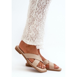 Infradito da Donna con Tacco Piatto in Ecopelle S.Barski KV27-002 Beige 1
