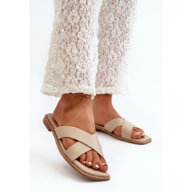 Infradito da Donna con Tacco Piatto in Ecopelle S.Barski KV27-002 Beige 2