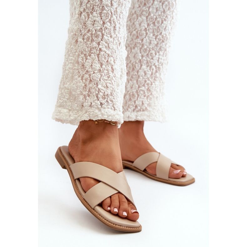 Infradito da Donna con Tacco Piatto in Ecopelle S.Barski KV27-002 Beige 2