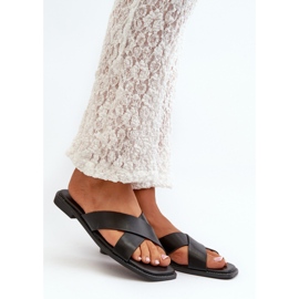 Infradito da Donna con Tacco Piatto in Ecopelle S.Barski KV27-002 Nero 1