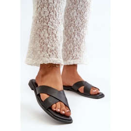 Infradito da Donna con Tacco Piatto in Ecopelle S.Barski KV27-002 Nero 2