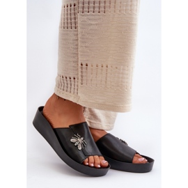 Infradito eleganti da donna con decorazione, in pelle naturale S.Barski KV27-015 Nero 1