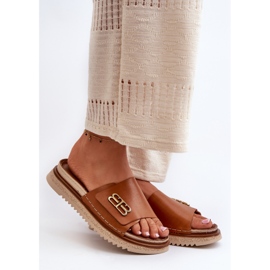 Zazoo 50101 Infradito in pelle da donna con plateau, Marrone 1