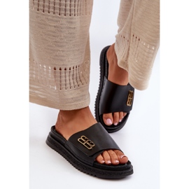 Zazoo 50101 Infradito in pelle da donna con plateau, Nero 2