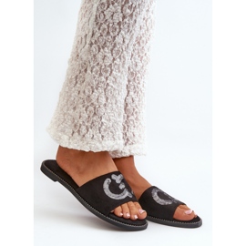 Infradito Piatte da Donna con Paillettes S.Barski KV27-052 Nere nero 2