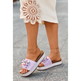 Infradito Da Donna Con Plateau Con Decori S.Barski HY077 Viola 1