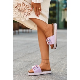 Infradito Da Donna Con Plateau Con Decori S.Barski HY077 Viola 2