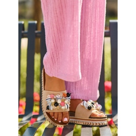 Infradito Da Donna Con Plateau Con Decori S.Barski HY077 Beige 1