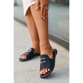 Infradito eleganti da donna lucide con decorazione S.Barski KV27-050 Nero 1