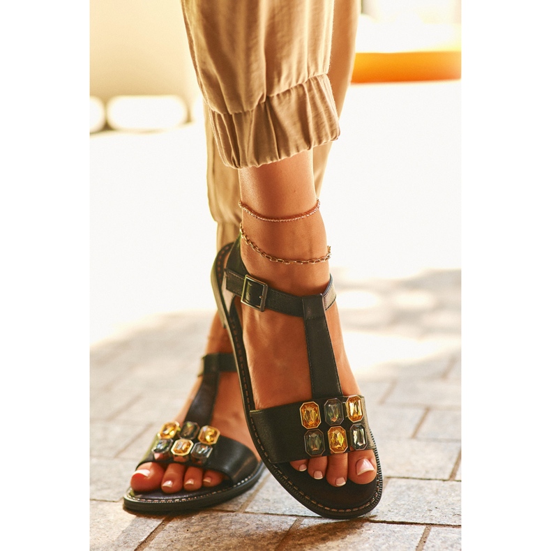 Sandali eleganti da donna con dettagli decorativi S.Barski KV27-030 Nero 1