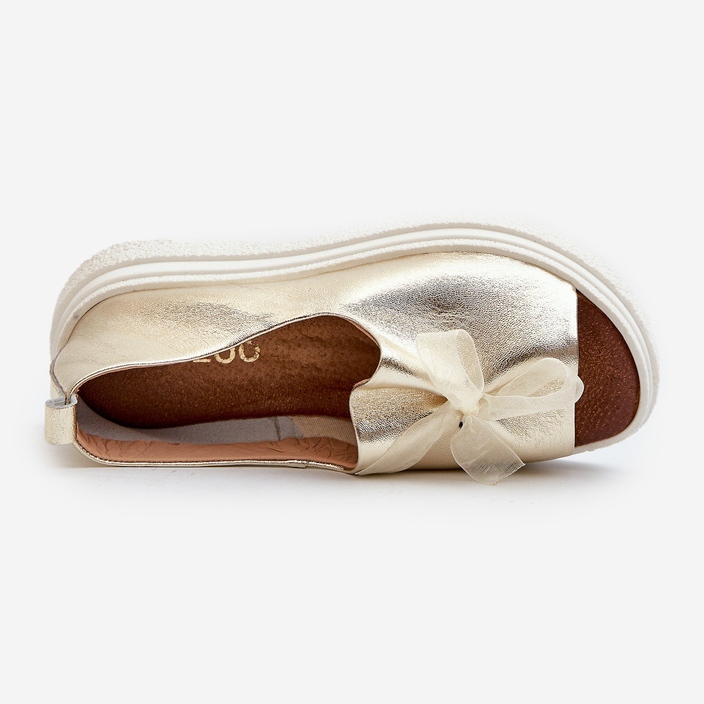 Zazoo 2939 Sandali in pelle da donna con fiocco, Oro d'oro 1