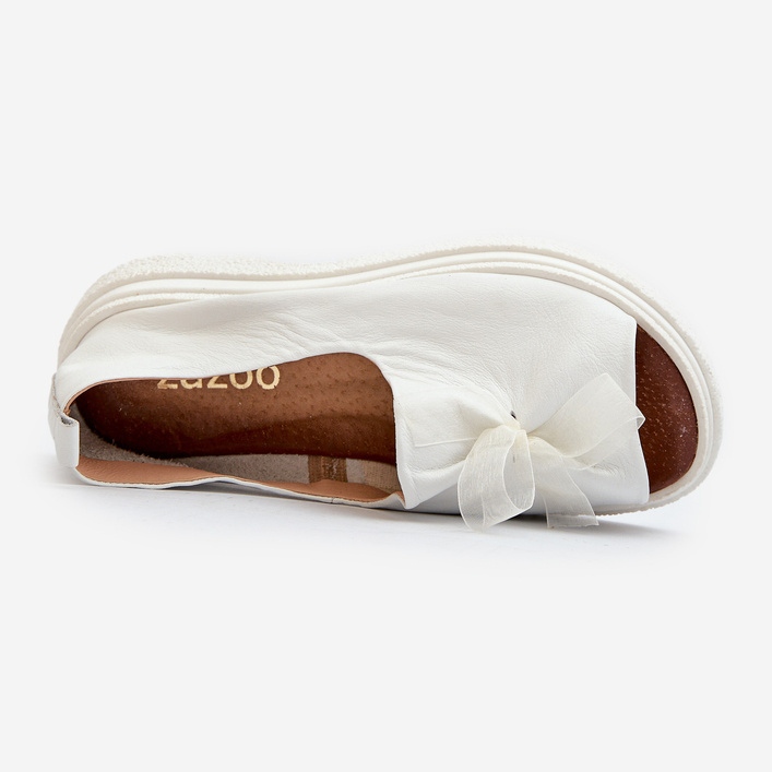Zazoo 2939 Sandali In Pelle Da Donna Con Fiocco, Bianco bianca 1