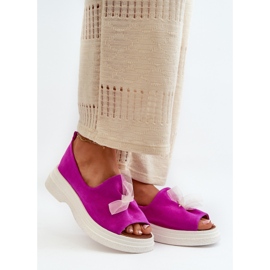 Zazoo 2939 Sandali Da Donna In Camoscio Con Fiocco, Fucsia rosa 2