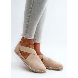 Espadrillas Beige da Donna in Eco Camoscio Beige con Cinturini Elastici Phaedrana 1
