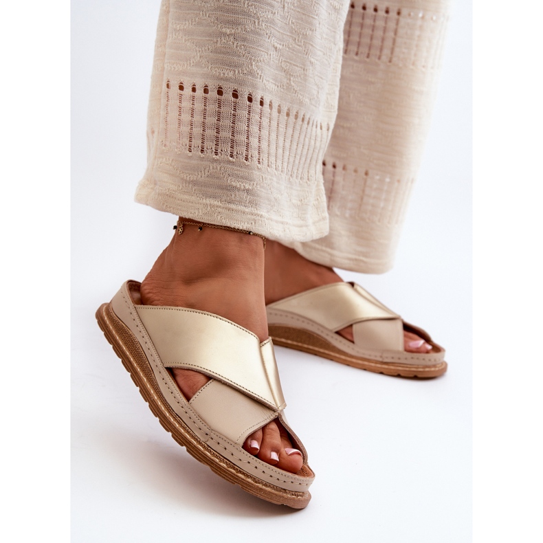 Infradito in pelle profilata Maciejka 04986-04 Oro-Beige 2
