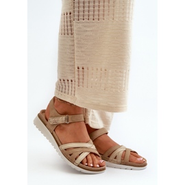 Comodi e leggeri Sandali da Donna con Velcro Inblu CN000041 Beige e Oro 2