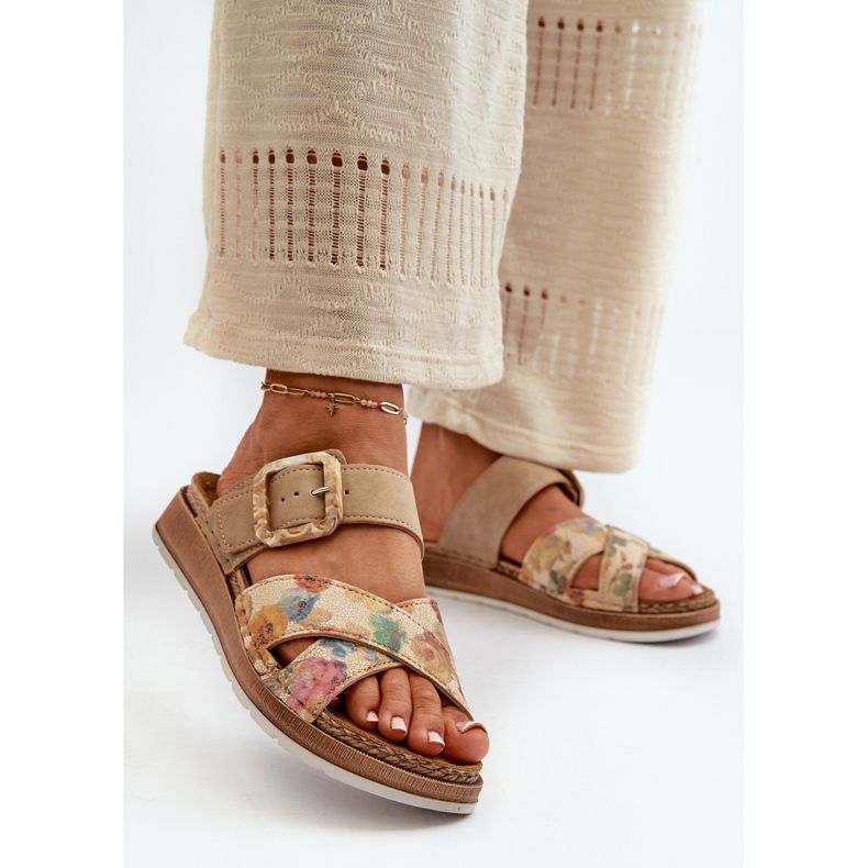 Comode Infradito da Donna Con Fibbia Fiore Inblu GS000051 Marrone 2