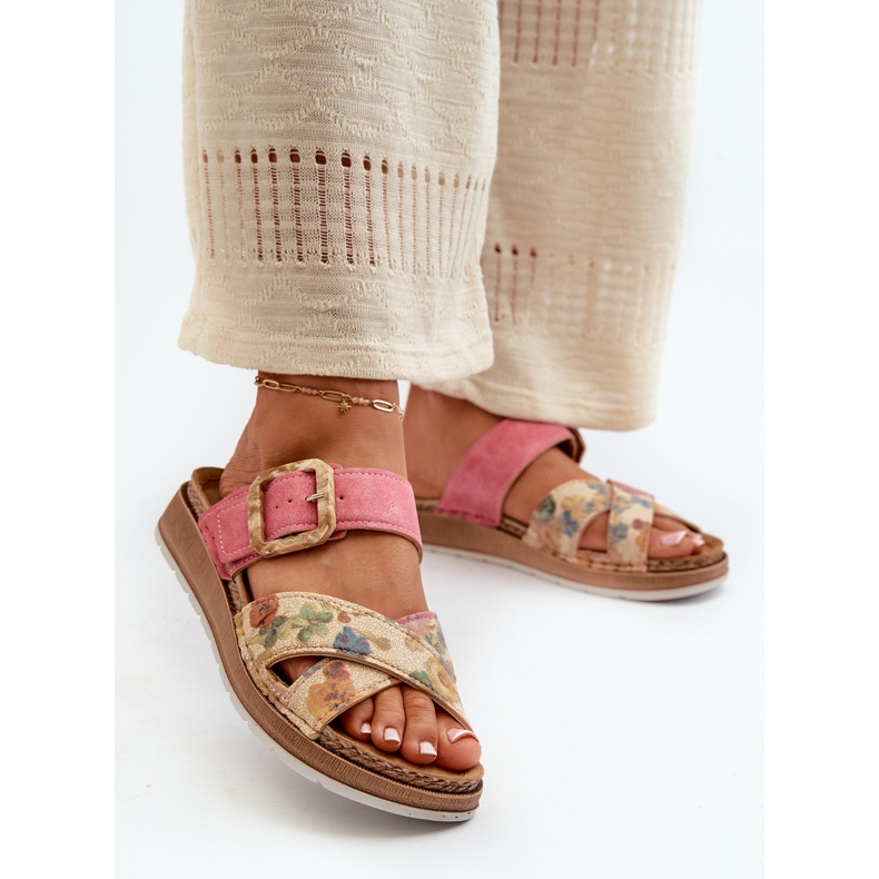 Comode Infradito da Donna Con Fibbia Fiore Inblu GS000051 Rosa 2