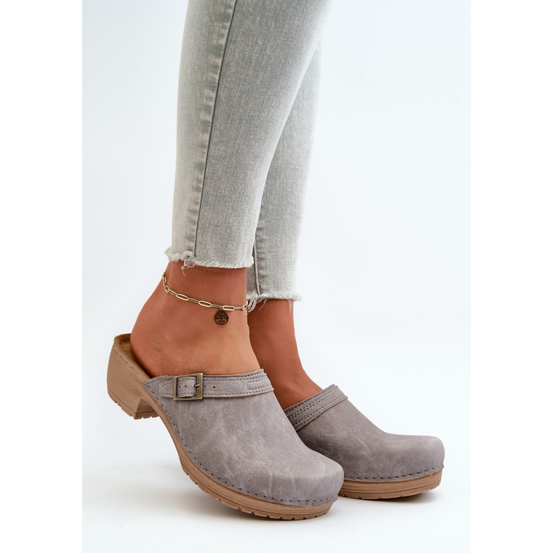 Zoccoli Tacco Basso da Donna Inblu BL000004 Grigio 2