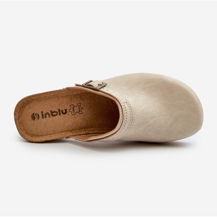 Zoccoli Da Donna Con Tacco Basso Inblu BL000004 Beige 1