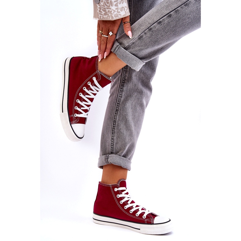 Sneakers Donna Classiche Alte Bordeaux Remos rosso 4
