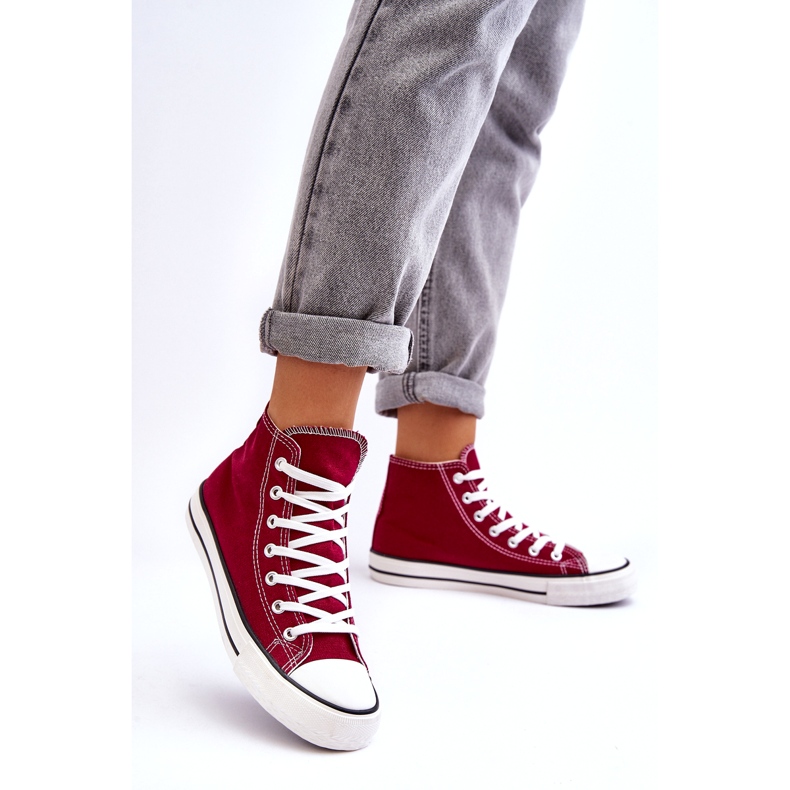 Sneakers Donna Classiche Alte Bordeaux Remos rosso 3