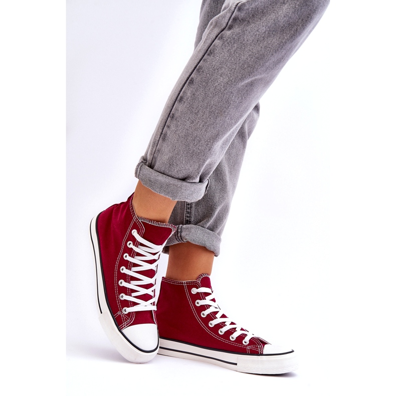 Sneakers Donna Classiche Alte Bordeaux Remos rosso 2