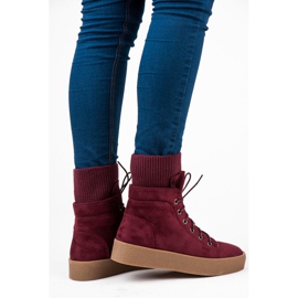 Ideal Shoes Stivali Creepers marrone chiaro rosso 2