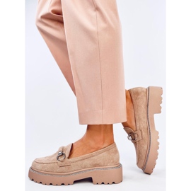 Mocassini Shady Khaki in camoscio con suola alta beige 2