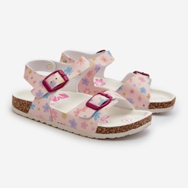 Sandali da bambino con fiori e fibbie, colore rosa Memoria 1