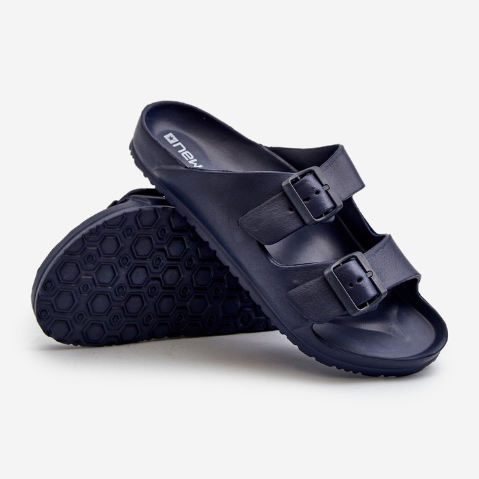 Infradito da uomo in schiuma leggera con fibbie, Avatara blu navy 2
