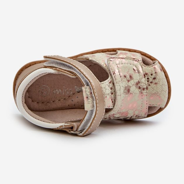 Sandali Con Velcro Fantasia Per Bambini, Maellita Oro d'oro 1