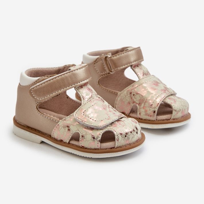 Sandali Con Velcro Fantasia Per Bambini, Maellita Oro d'oro 2