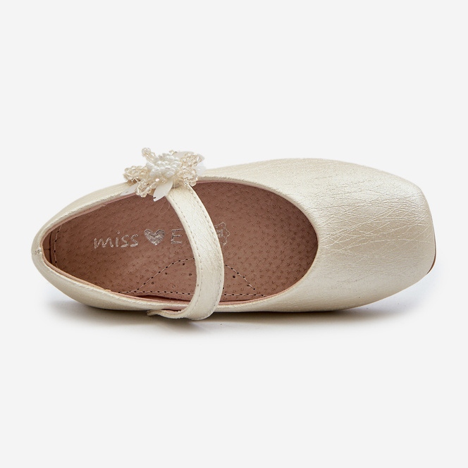 Ballerine da bambino glitterate con chiusura in velcro, Jeylin Beige 1
