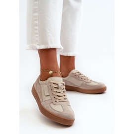 Sneakers da Donna in Pelle Grigia e Beige Vinceza 7333 2