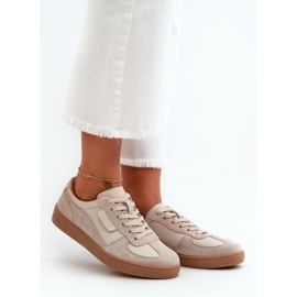 Sneakers da Donna in Pelle Grigia e Beige Vinceza 7333 1