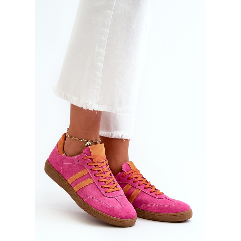 Sneakers basse da donna Zazoo N1068 scamosciata Fucsia rosa 1