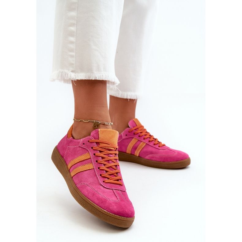 Sneakers basse da donna Zazoo N1068 scamosciata Fucsia rosa 2