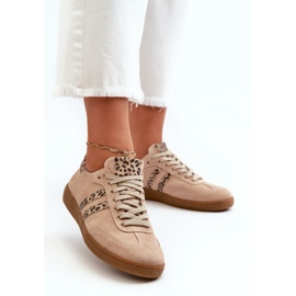 Zazoo N1068 Sneakers Basse da Donna in Camoscio, Beige 2
