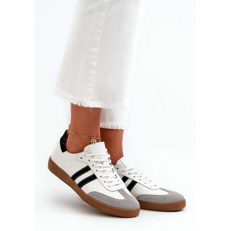 Zazoo N1068 Scarpe da ginnastica basse in pelle da donna, bianche bianco 1