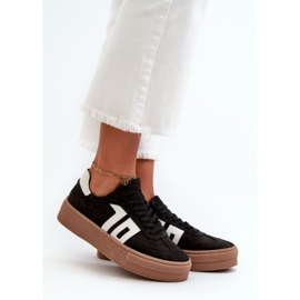 Zazoo N1095S2 Sneakers in pelle da donna su plateau Nero 1