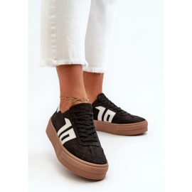 Zazoo N1095S2 Sneakers in pelle da donna su plateau Nero 2