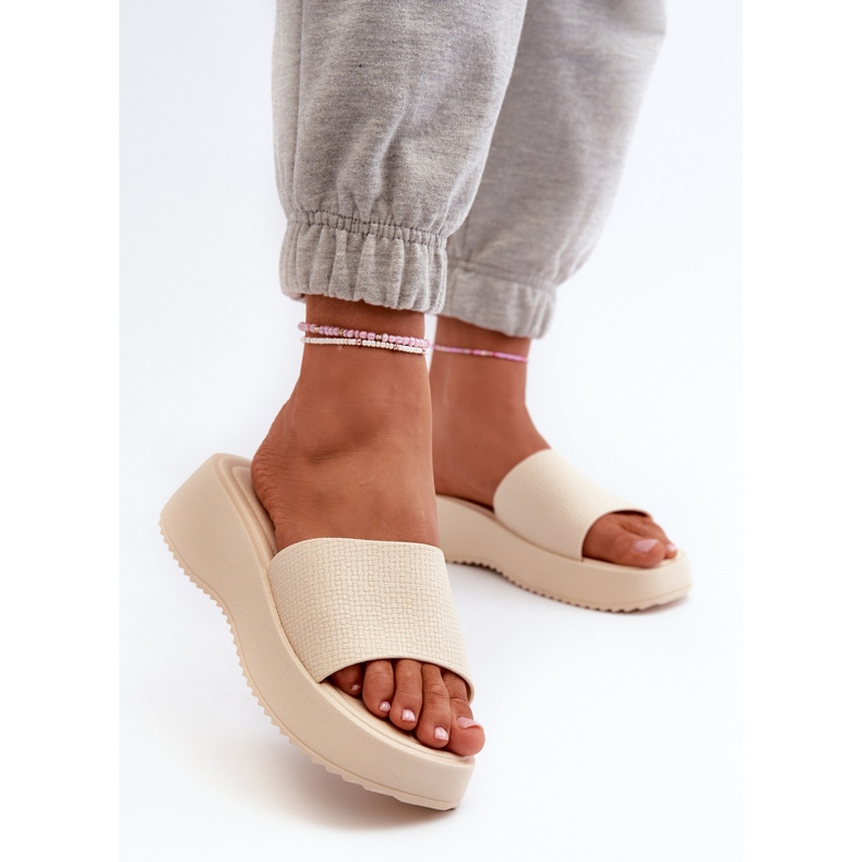 Infradito Da Donna Su Plateau E Zeppa, Vimarils Beige Chiaro 2