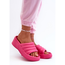 Infradito da donna leggere in schiuma con zeppa e plateau, Tendrea Fucsia rosa 1
