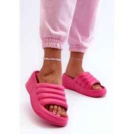 Infradito da donna leggere in schiuma con zeppa e plateau, Tendrea Fucsia rosa 2