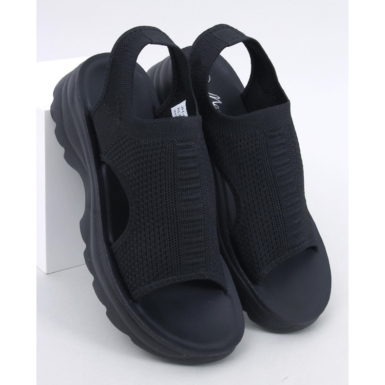Nicai Sandali neri con suola sportiva nero 1