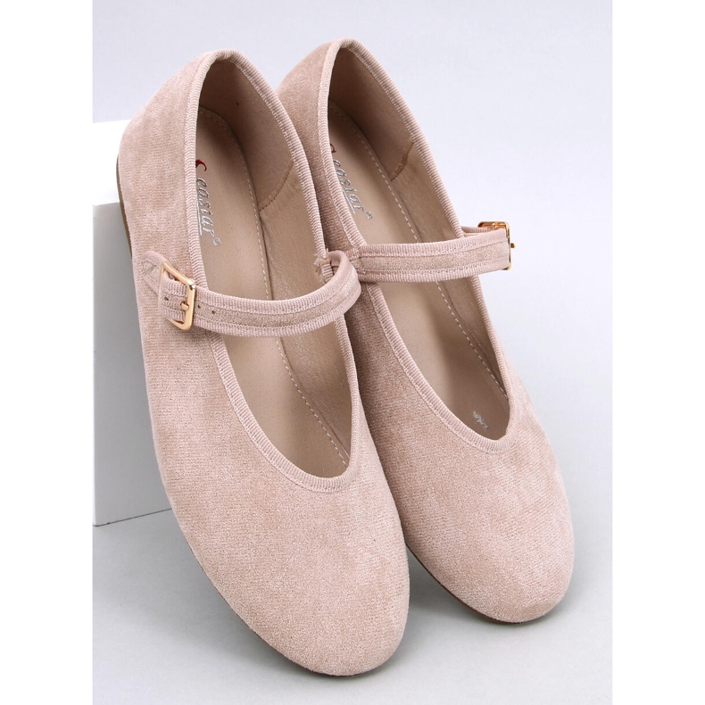 Soltani Ballerine color kaki con cinturino beige 1
