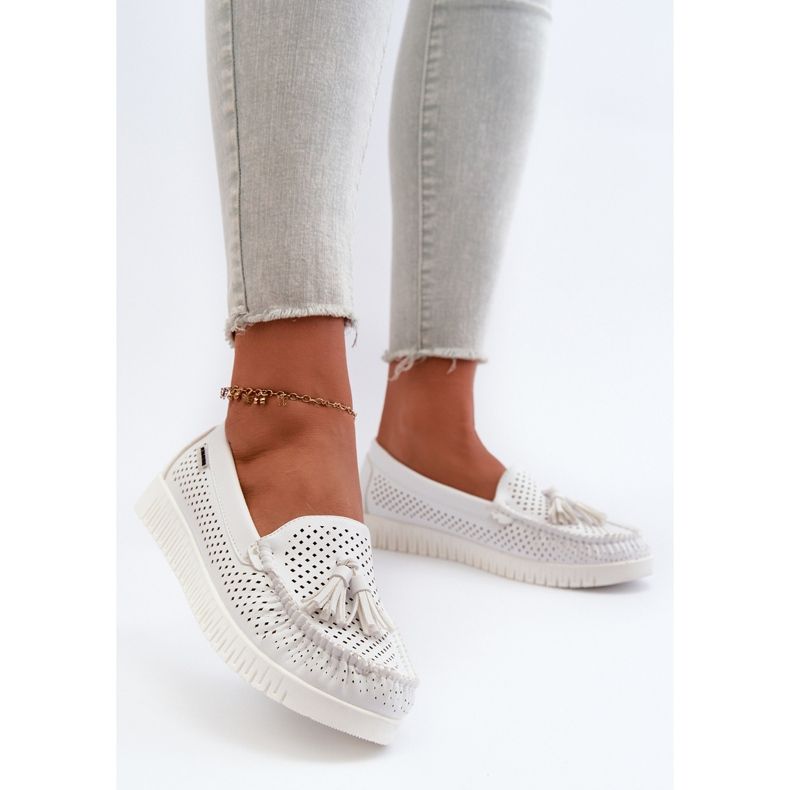 Mocassini Traforati da Donna In Eco Pelle, Tinami Bianco 2